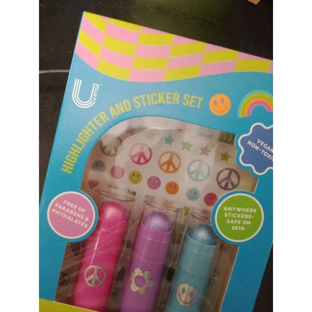 3 Colors Body Glittery Highlighter Makeup & Sticker Set Girls